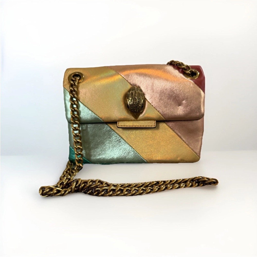 Kurt Geiger London Mini Striped Kensington S Leather Bag With Gold Chain